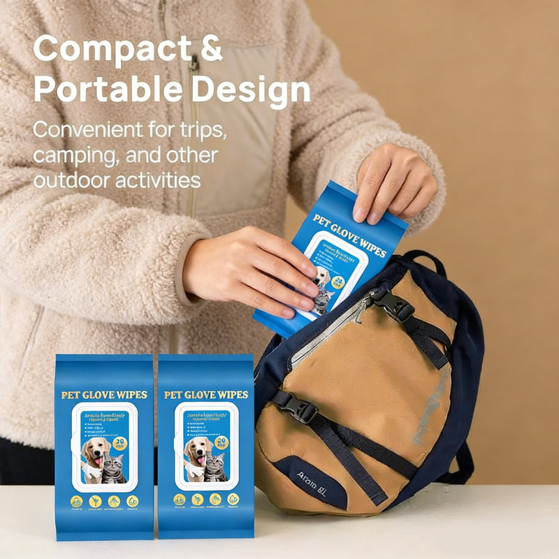 20Pcs Deodorizing Pet Glove Wipes detail view