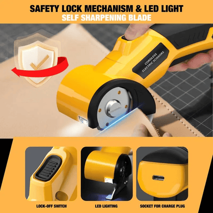 Cordless Electric Scissors: 3X Faster Rechargeable Rotary Cutter for Fabric, Cardboard, Leather & Carpet