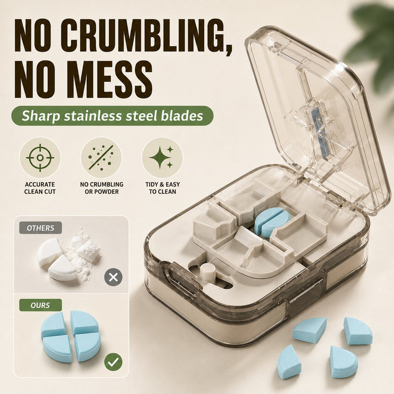 Pill Splitter Box-3-in-1 Medicine Cutter for 1/4 1/2 & 1/3 Doses detail view