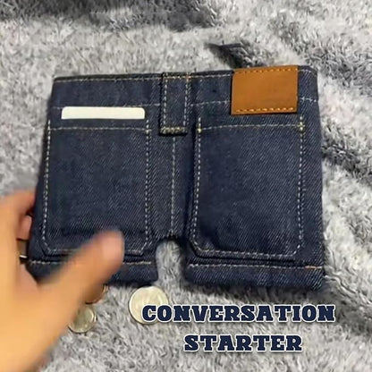 🏆Hot Sale⚡Mini Jeans Shaped Wallet - Denim Bifold Wallet for Men & Women