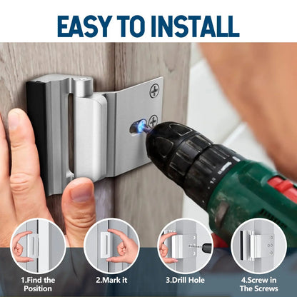 Aluminum Alloy 2-Pack Security Door Locks - Choose White/Black/Silver - Heavy-Duty Protection