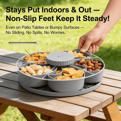 🎁🍽️ Rotating 5-Compartment Snack Tray