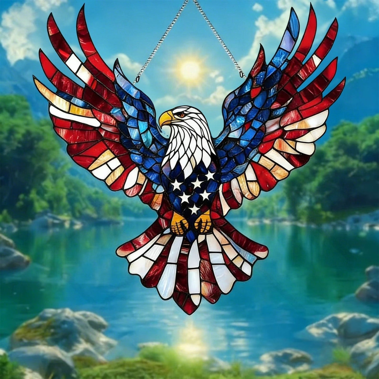 🇺🇸🦅250th Anniversary USA Patriotic Eagle Hanging Door Sign