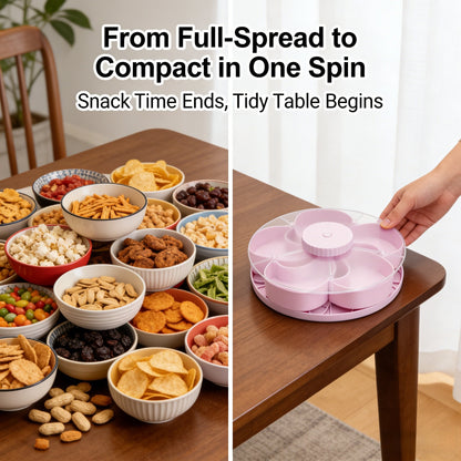 🎁🍽️ Rotating 5-Compartment Snack Tray