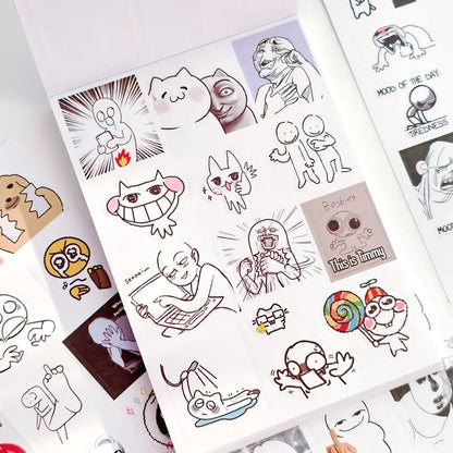 ✨Doodle Meme Sticker Book - 460 Hand Drawn Stickers for Journaling Express Your Mood & Internet Vibes