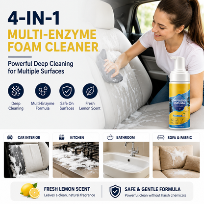 🧼🫧 4-in-1 Multi-Enzyme Foam Cleaner – Powerful Deep Cleaning for Cars, Kitchens, Bathrooms & Sofas
