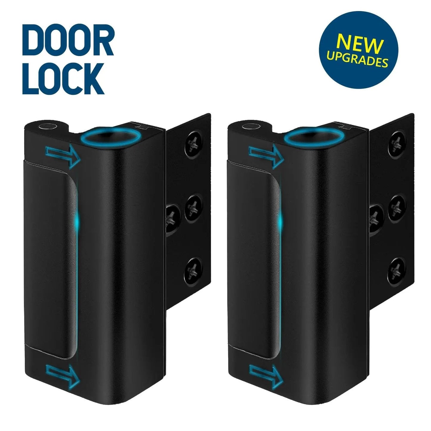 Aluminum Alloy 2-Pack Security Door Locks - Choose White/Black/Silver - Heavy-Duty Protection