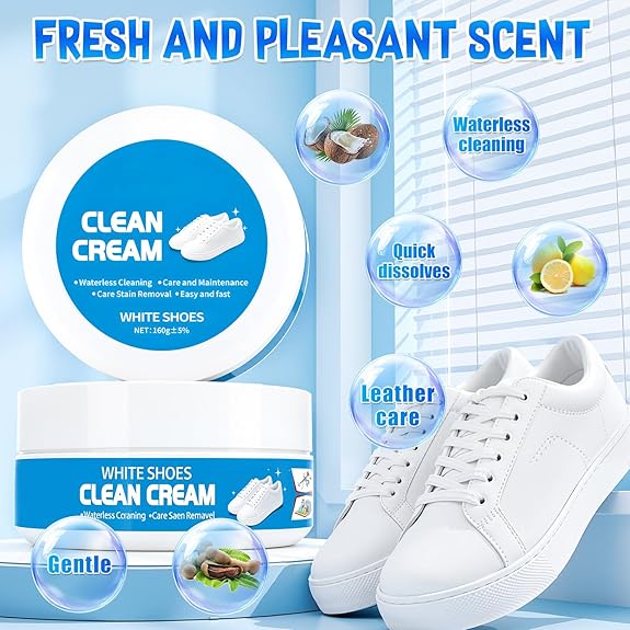 👟White Shoe Cleaner Cream | Multipurpose No-Wash Solid Comes with Sponge