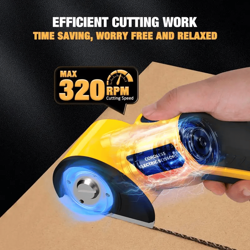 Cordless Electric Scissors: 3X Faster Rechargeable Rotary Cutter for Fabric, Cardboard, Leather & Carpet
