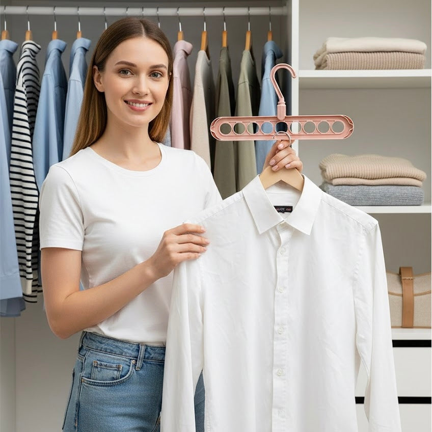 9-in-1 Space Saver! –🤩Rotating Windproof Clothes Organizer (2pcs)