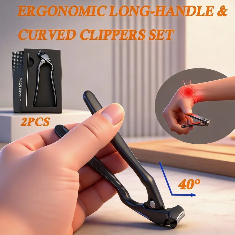 🏆Flash Sale⚡40K+ SOLD! ✂️ Curved Nail Clipper – Ergonomic & Easy for Seniors (2 PCS)🖤
