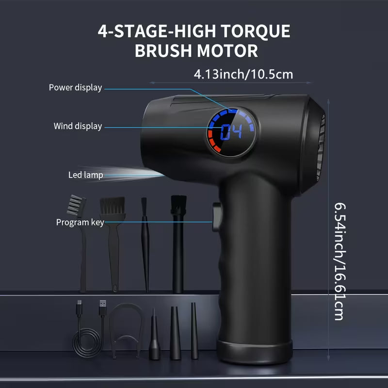 🎁Free Shipping⚡Compressed Air Duster, Electric Air Duster, 6000mAh Fast Charging, 50000 RPM 4 Speed Cordless Air Blower with LCD Display