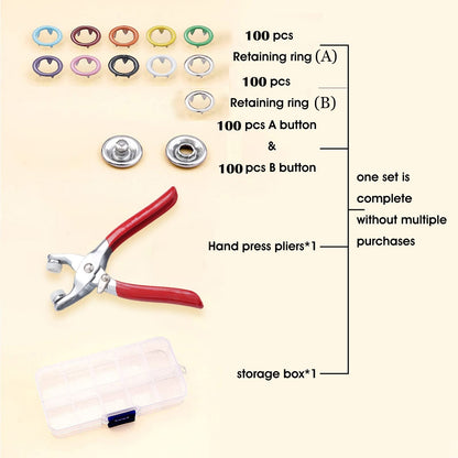 🔥HOT SALE 49% OFF✨100 pcs Invisible Colored Metal Buckle & Manual Pressure Pliers Kit
