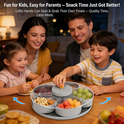 🎁🍽️ Rotating 5-Compartment Snack Tray