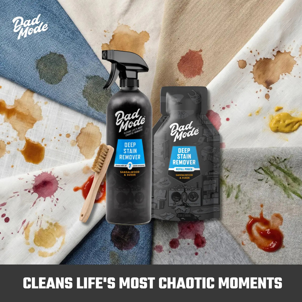 Deep Laundry Stain Remover & Odor Eliminator - 7-Enzyme Extreme Mess Cleaner - Sandalwood & Suede Scented